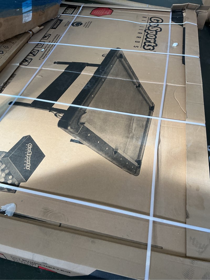 Condition photo showing New/Like New for GoSports 6, 7, or 8 ft Billiards Tables - No Assembly, Choose Your Color - Portable Pool Table Includes Full Set of Balls, 2 Cue Sticks, Chalk and Felt Brush 7ft Blue