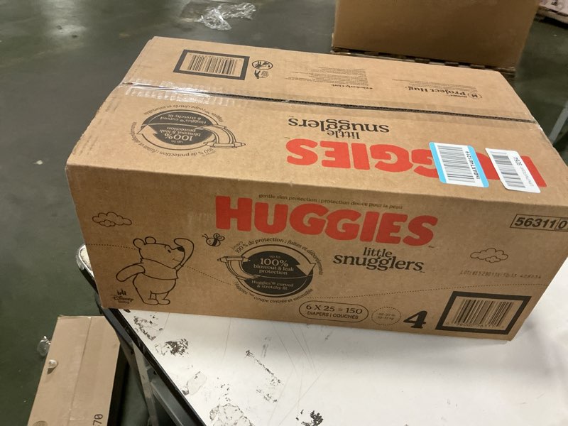 Condition photo showing New/Like New for Huggies Size 4 Diapers, Little Snugglers Baby Diapers, Size 4 (22-37 lbs), 150 Count (6 Packs of 25), Packaging May Vary Size 4 150
