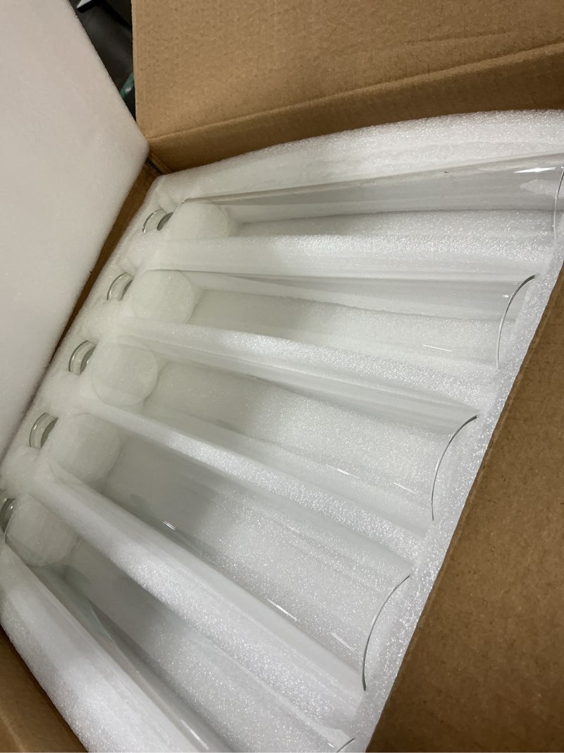 Condition photo showing Good Condition for 20 pack glass hurricane candle holders 12.6" open ended candlestick holder tubes clear bottomless cylinders suitable taper led candles for wedding party christmas table centerpiece decor