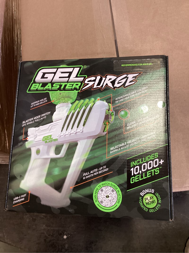 Condition photo showing New/Like New for gel blaster surge 1.5  electric green  water-based gellet blaster with 10 000 electric green gellet pack