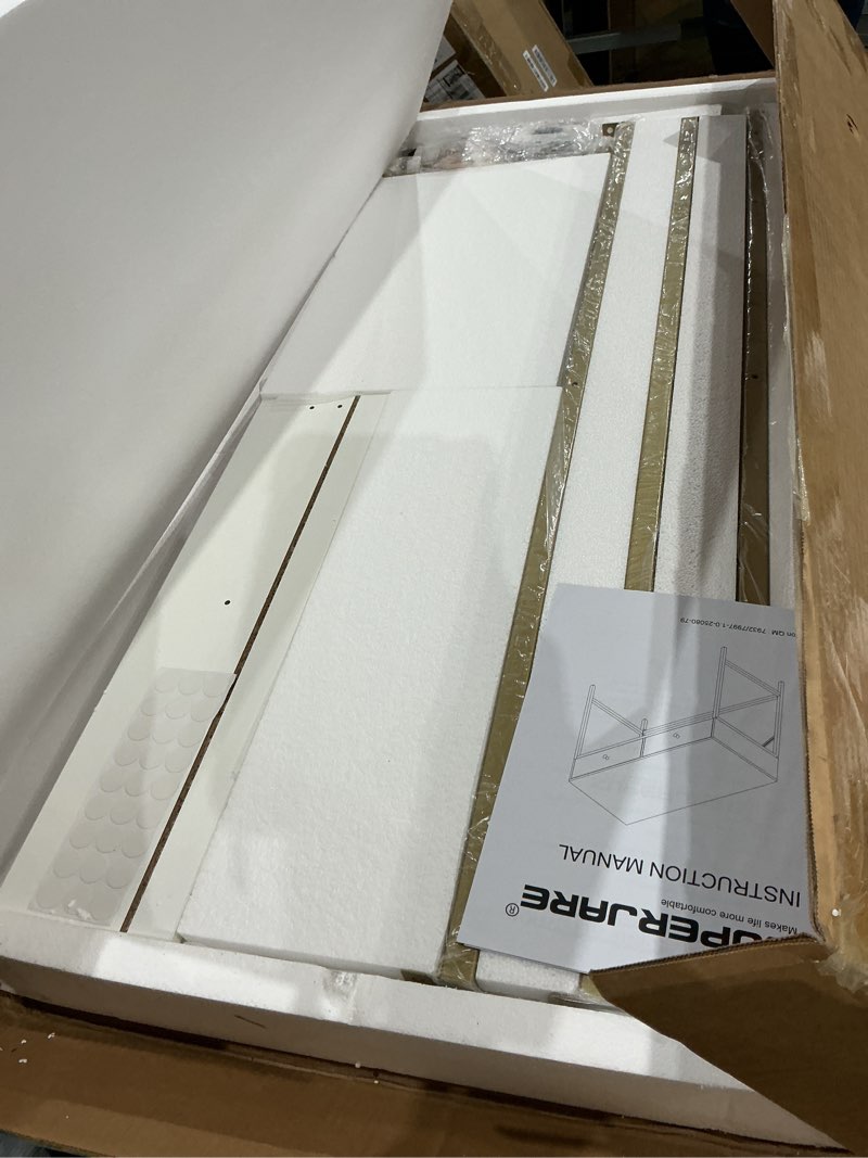 Condition photo showing Good Condition for superjare vanity desk with drawers, 47 inch computer desk, modern simple home office desks, makeup dressing table for bedroom - white and gold white and gold 47 inch