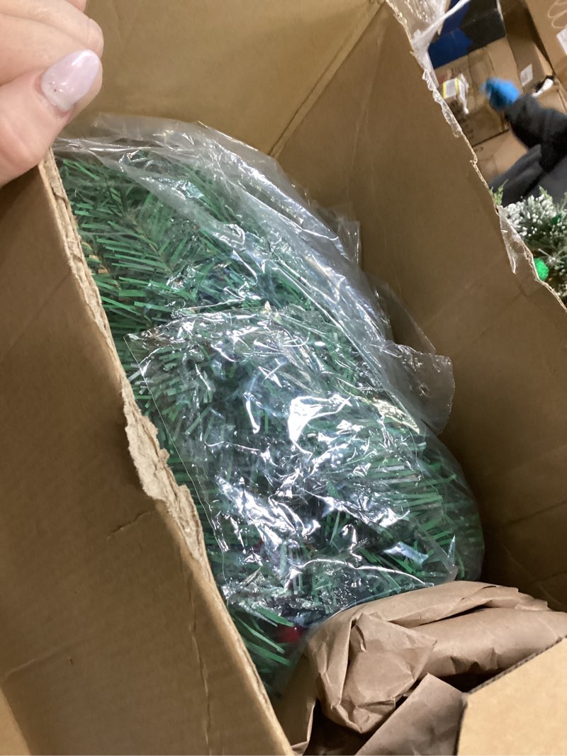 Condition photo showing New/Like New for 26ft Christmas Light Garland with 100 LED Battery Operated Pine Cones Red Berries Long Thick Outdoor Christmas Lighted Garland Artificial Xmas Decorations for Door Stairs Railing Fireplace