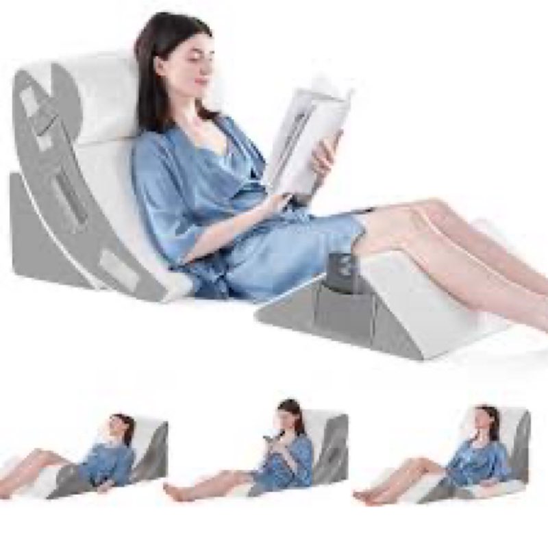 Yojoker 4PCS Orthopedic Bed Wedge Pillow Set for Sleeping, Post Surgery Foam Pillow for Body, Back a