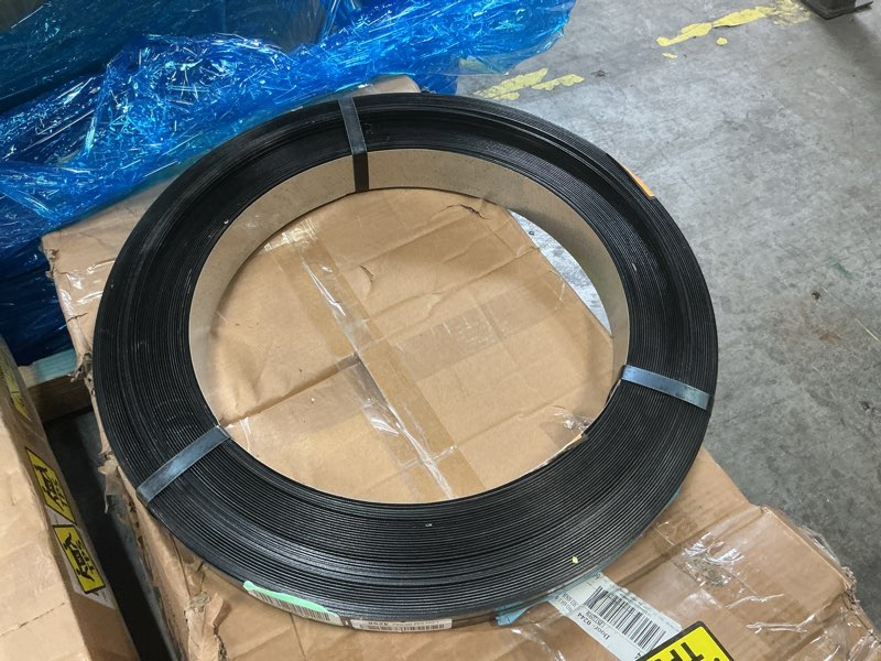 Condition photo showing As Is for IDL Packaging 5/8" x .020" x 2230' Regular-Duty Steel Strapping Coil (1470 lbs Break Strength) - Painted and Waxed - Superior Cut-Resistance - Metal Straps for Pallet Banding, Extra-Heavyweight Loads 5/8W" x 2230L' 1 Coil