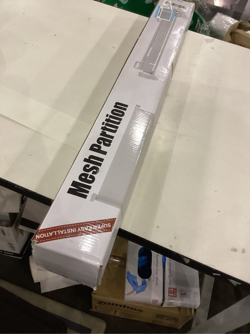 Condition photo showing New/Like New for Reinforced 80 Inch Extra Wide Retractable Dog Gate to Prevent Crawling Through, Super Wide XL Retractable Baby Gates for Dog Indoor, Long Baby Gates Indoor Extra Long, Outdoor Mesh Pet Gate, Gray Gray 33" Tall x 80" Wide? With Reinforced Bar ?