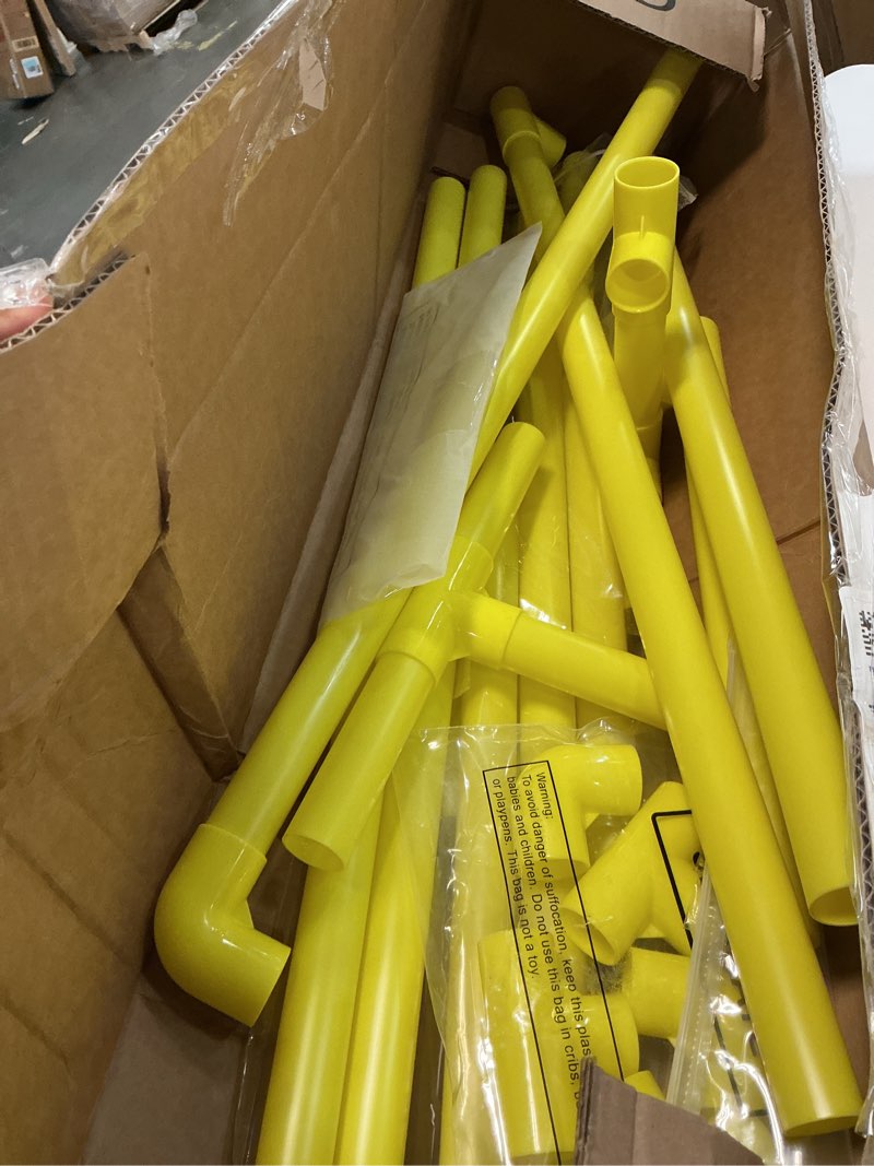 Condition photo showing As Is for 2 Pcs Football Party Decoration 47.24" x 23.62" Plastic Football Goal Centerpiece Soccer Goal Post Field Post Decoration for Game Day Soccer Theme Party Decor