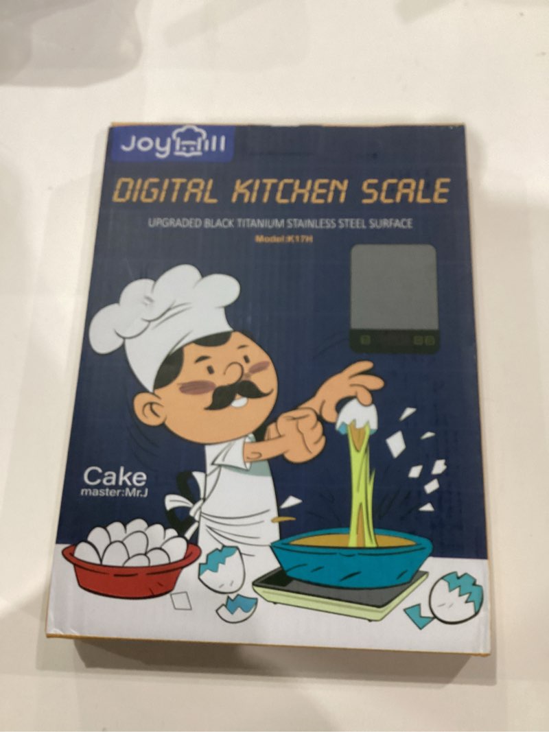 Condition photo showing New/Like New for JOYHILL Food Scale, 22lb Digital Kitchen Scale Food Ounces and Grams for Weight Loss, Baking and Cooking, Premium Stainless Steel with LED Display, Batteries Included, Black Black 22lb