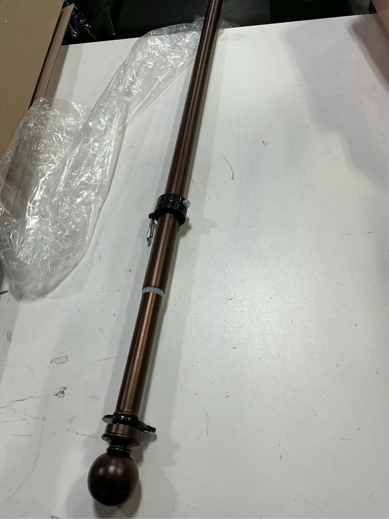Condition photo showing Good Condition for evergreen flag telescoping 5ft metal flag pole | incl two tangle-free ring clips | bronze | wall mounted for home garden outdoor | house and 3'x5' american flags with pole sleeve or grommets