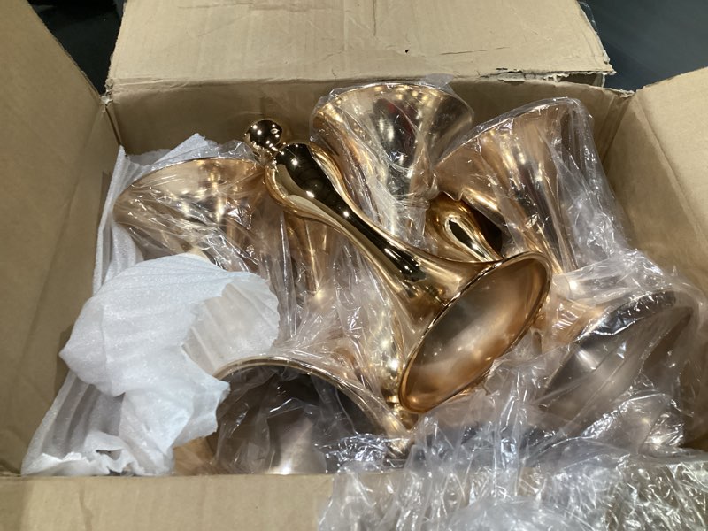 Condition photo showing Good Condition for Unittype 12 Pcs Wedding Centerpieces for Tables 13 Inch Tall Crystal Flower Stand Floral Vases for Tabletop Flower Arrangement Stand Valentines Gift Anniversary Baptism Party Reception Decor (Gold) Gold 12