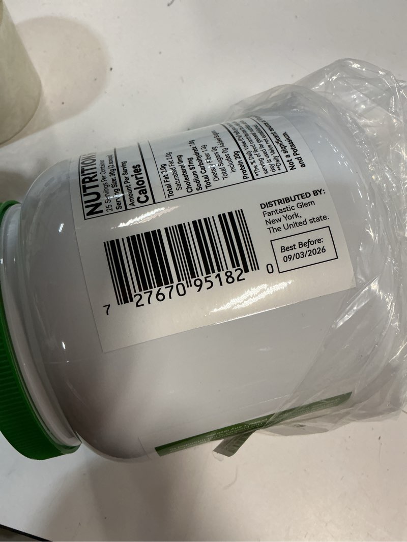 Condition photo showing Good Condition for (Best fore 09/03/2026)Vanilla Protein Powder – Support Muscle Growth, Recovery, and Overall Wellness - GMO, Soy Gluten and Sugar Free, 20g of Protein per Serving - 25 Servings, 750g