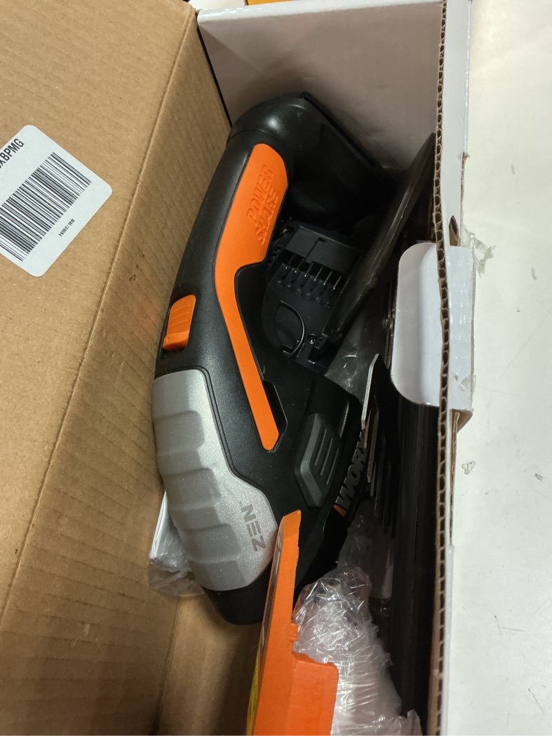 Condition photo showing As Is for WORX 2 in 1 Cordless Hedge Trimmer, 4" Grass Shear & 8" Shrub Trimmer with 2 Blades, Battery & Charger Included, WG801 8" 20V Shrubber Trimmer w/(1)2.0Ah Battery