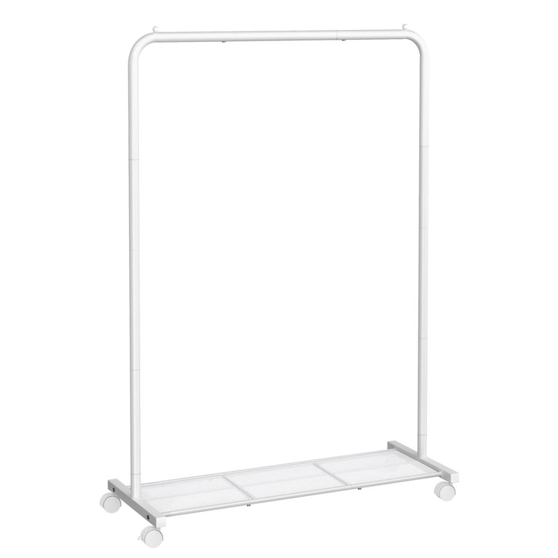 (Similar)Mobile Clothes Rack on Wheels Wardrobe Organizer Metal with Storage Shelf, Bar Load 40kg, Black