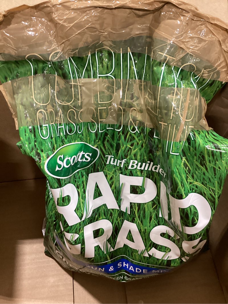 scotts turf builder rapid grass sun and shade mix, grass seed with fertilizer for full, green grass 