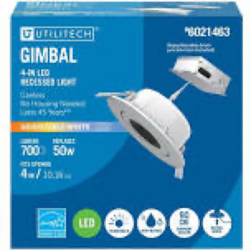utilitech white 4-in 700 -lumens switchable white round dimmable led canless wet rated recessed downlight