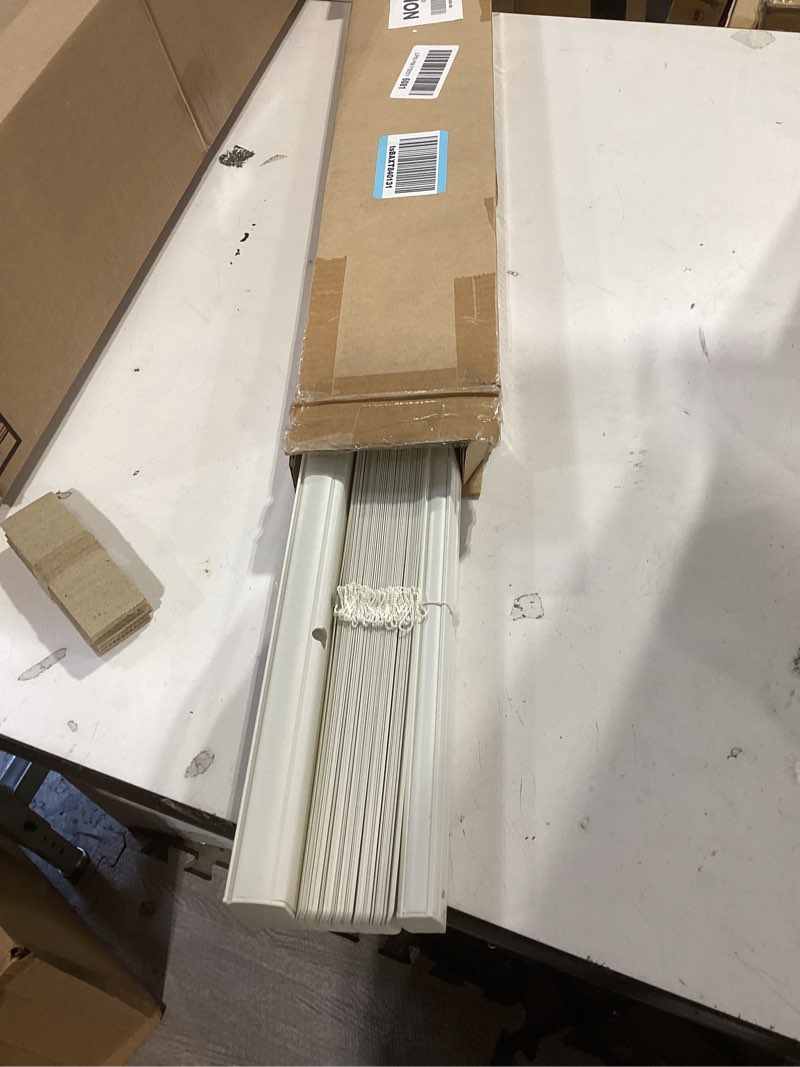 Condition photo showing Good Condition for cordless 1 inch window blinds, mirrotek cordless blinds light filtering mini blinds 30 x 64 30"w x 64"h white