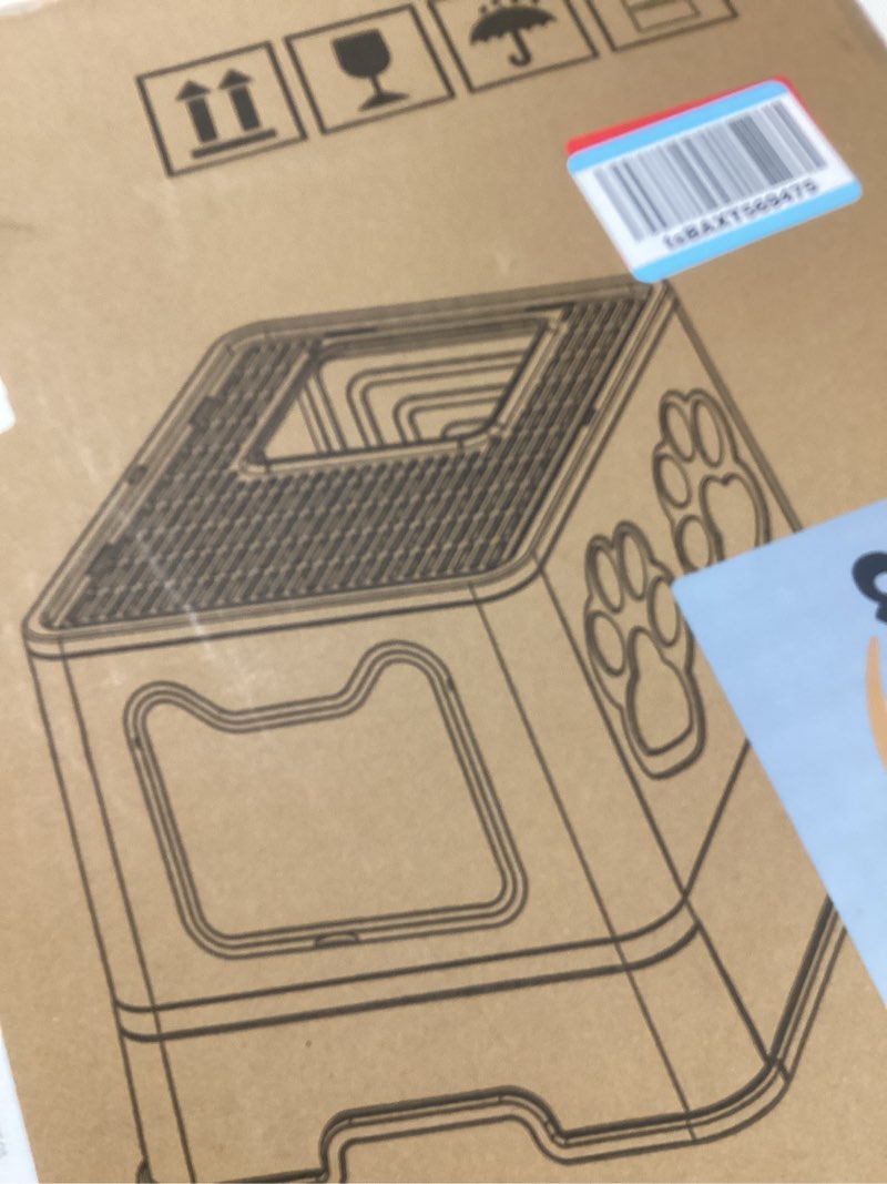 Condition photo showing New/Like New for Cat Litter Box, Foldable Enclosed Cat Litter Box with Lid, Large Top Exit Design with Pull-Out Drawer & Scoop, Easy Clean Odor Control -Black Black X-Large (Plastic)