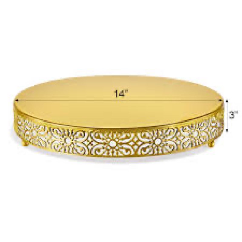 Wenqik 14 Inch Gold Metal Cake Stand Set Round Cupcake Dessert Stand with Cake Cutting & Spatula Can