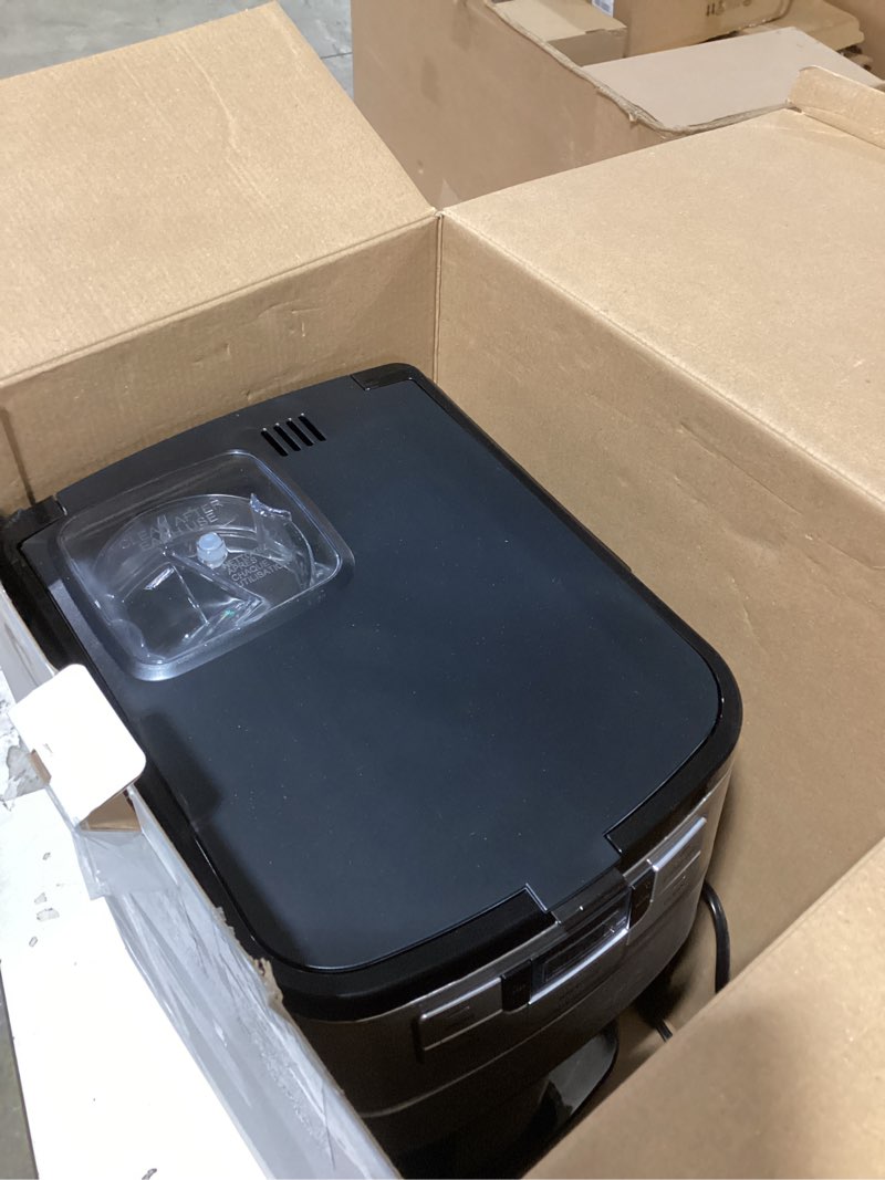 Condition photo showing As Is for Not tested Cuisinart Automatic Grind & Brew 10-Cup Coffee Maker with Blade Grinder, Programmable Coffee Machine Glass Carafe with 1-4 Cup Setting, Brew Pause, Grind-Off Option, DGB-450NAS, Black/Stainless Steel 10-Cup Thermal Automatic Grind & Brew Black/Stainless