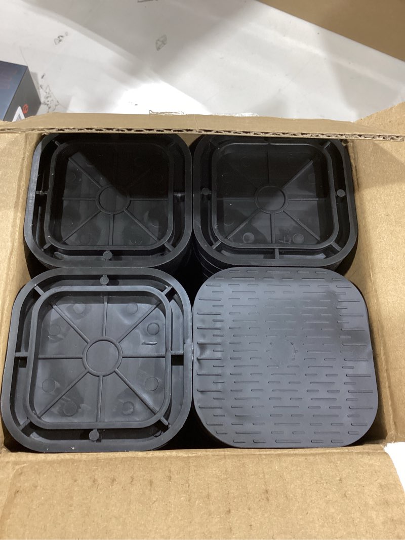Condition photo showing New/Like New for 24 pack furniture risers 1,2 or 3 inch, adjustable bed risers heavy duty for table desk couch chair sofa cabinet bed legs dorm, square stackable bed raisers blocks lift height 1", 2" or 3", black