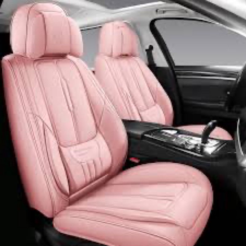 Universal Fit Full Coverage Leather Car Seat Covers for Cars Sedans Trucks SUVs,Waterproof Luxury Car Seat Protector,Car Seat Cushion Full Set,Pink Seat Cover for 5-Seats