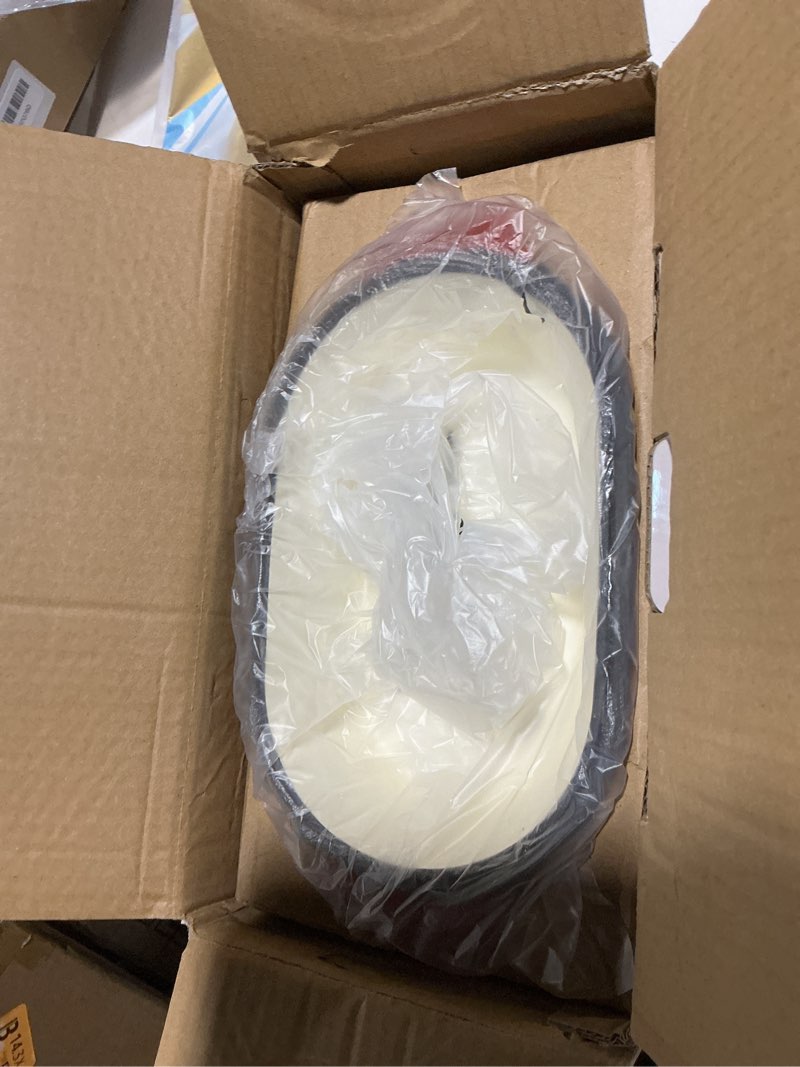 Condition photo showing Good Condition for enameled cast iron dutch oven for bread baking – 3qt oval round heavy duty bread pan with lid, non-stick ceramic coating,loaf cast iron bread oven for sourdough, baking, roasting, braising, stovetop & oven safe red