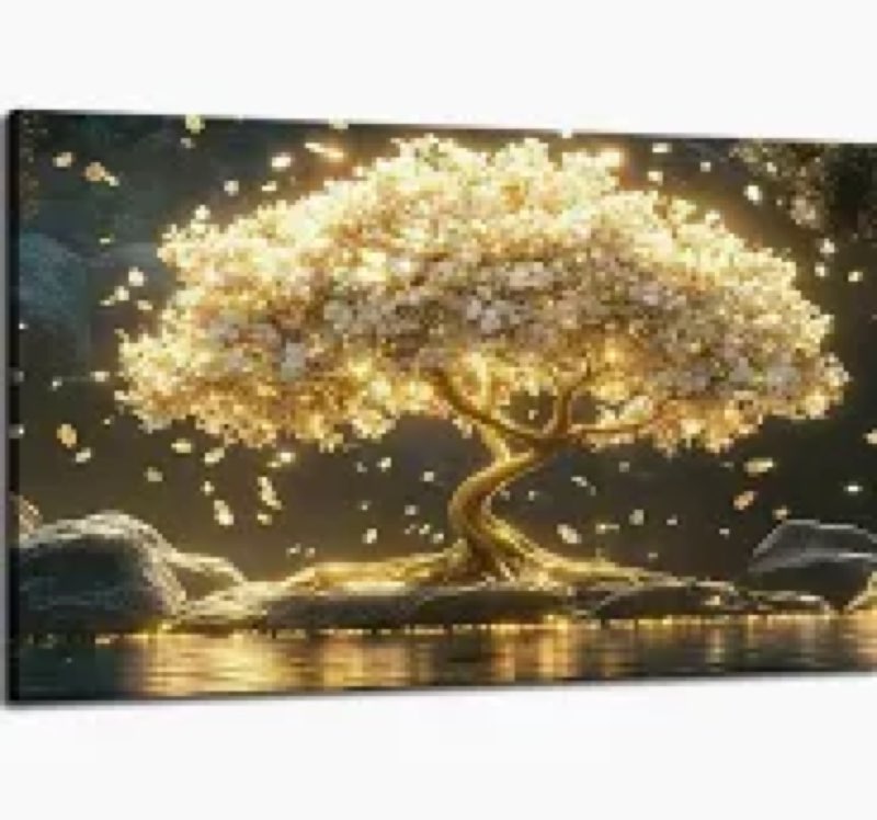 large tree of life canvas wall art abstract gold tree mountain lake decor painting pictures nordic g