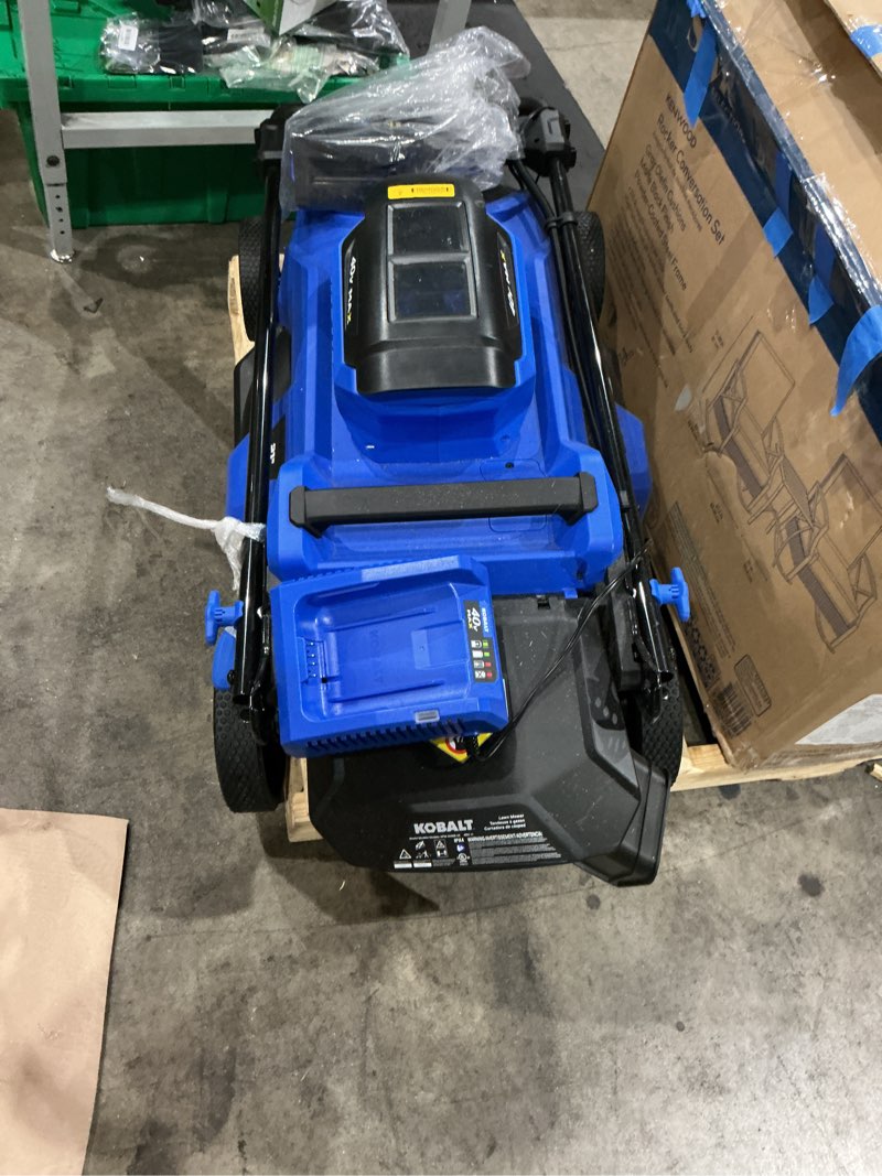 Condition photo showing As Is for kobalt 40-volt 21-in brushless battery push lawn mower 6 ah (battery and charger included)