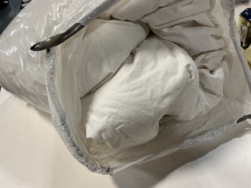 Condition photo showing As Is for luxe goose down comforter, full/queen, white
