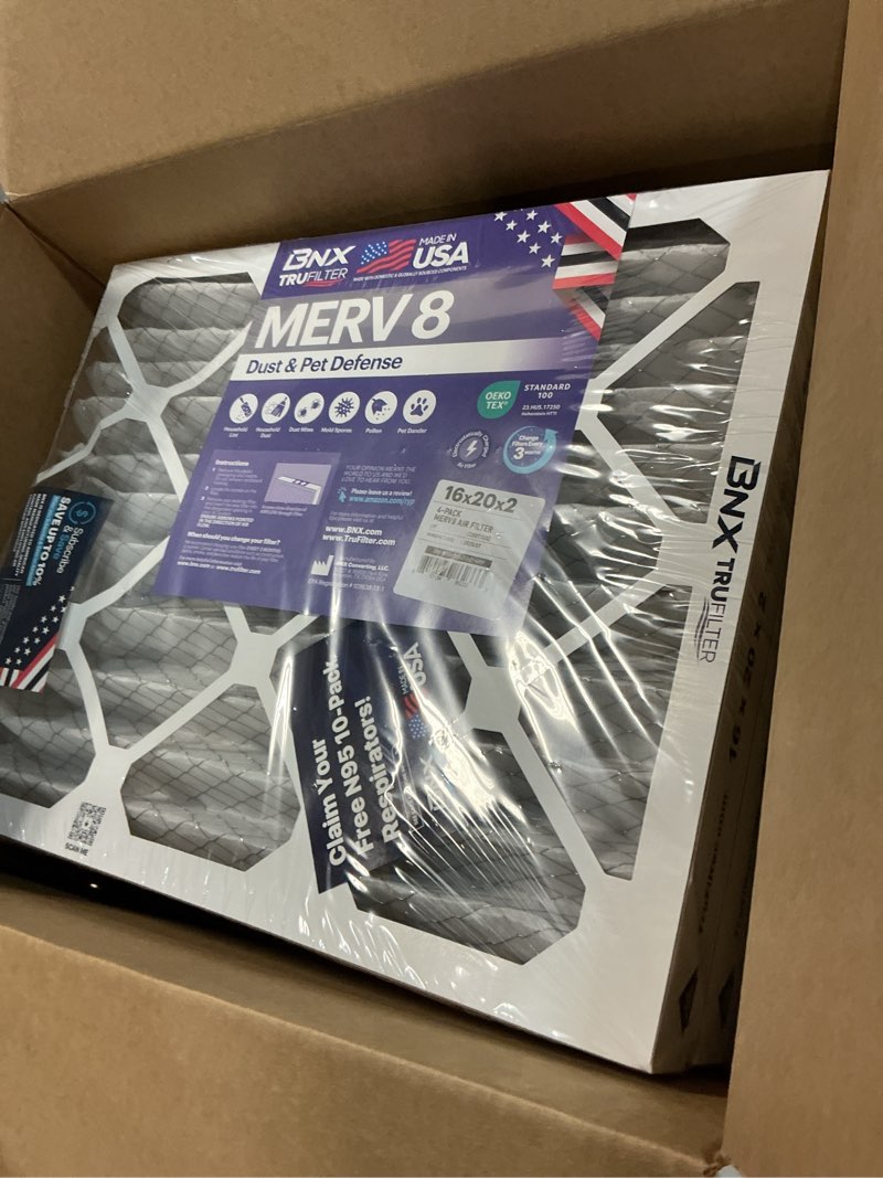 Condition photo showing Good Condition for bnx trufilter 10x30x1 air filter merv 8 (4-pack) - made in usa – dust & pet defense electrostatic pleated air conditioner hvac ac furnace filters for dust, pet, mold, pollen mpr 600 – 700 & fpr 5 10x20x1 4-pack