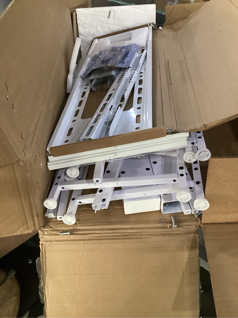 Condition photo showing As Is for incomplete***** tv stand with mount for 45/55/65/75 inch tvs, 51.2\" dresser tv stand entertainment center with 7 fabric drawers, open storage shelves, media console for living room white