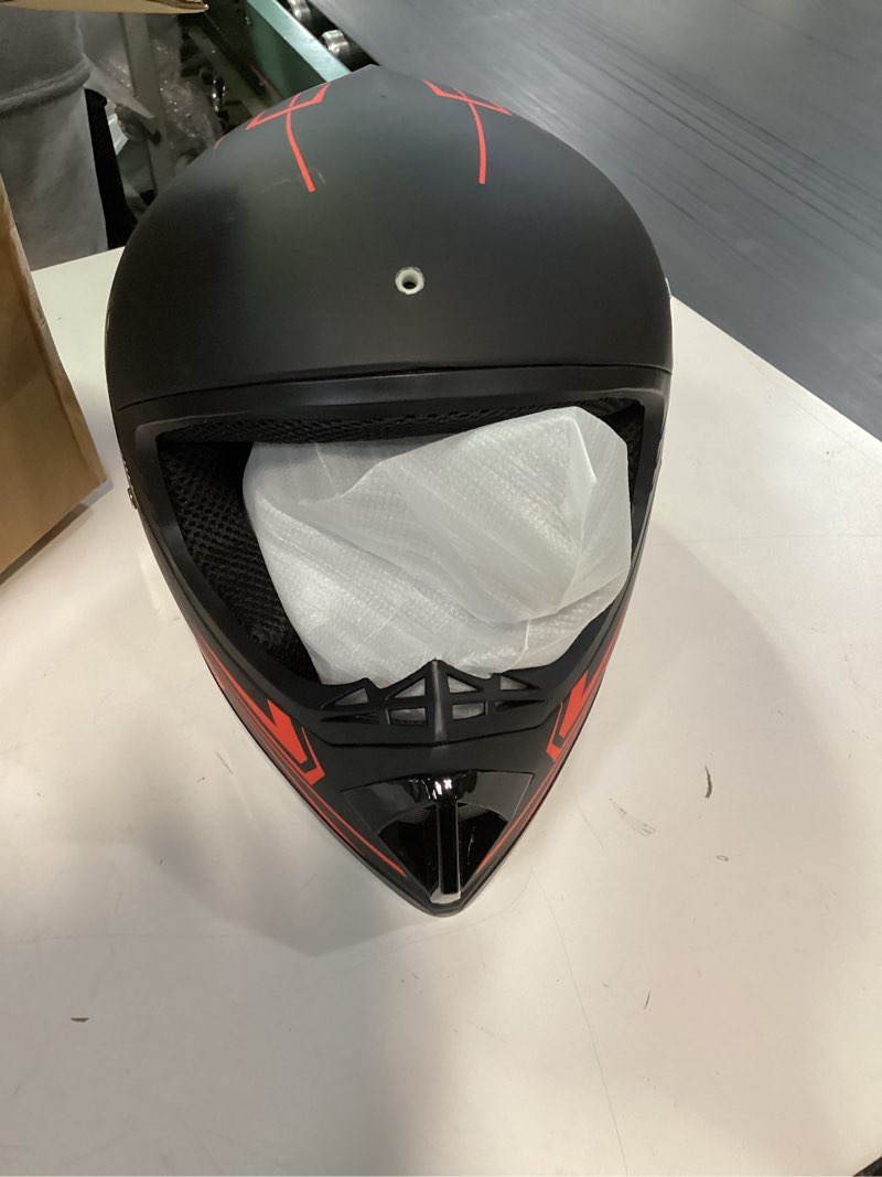 Condition photo showing Good Condition for Youth Kids Dirt Bike Motocross Helmets (Goggles Gloves Face Mask) 4PCS Set, Boys Girls Full Face Motorcycle Helmet, Mountain Bike Off Road Helmets, DOT Approved ATV Helmet RED Medium