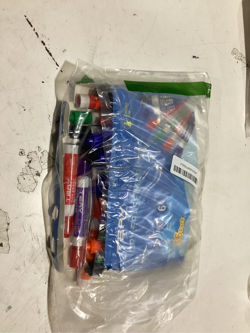 Condition photo showing As Is for tbay dry-erase markers - 36 counts, chisel tip whiteboard markers for office/school supplies, low odor, 6 assorted colors multicolor