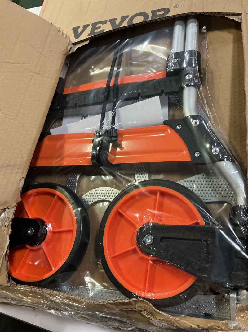 Condition photo showing New/Like New for vevor folding hand truck and dolly, 275 lbs capacity, aluminum foldable cart, heavy-duty luggage trolley cart with telescoping handle and pp+tpr wheels for home, office, shopping, travel