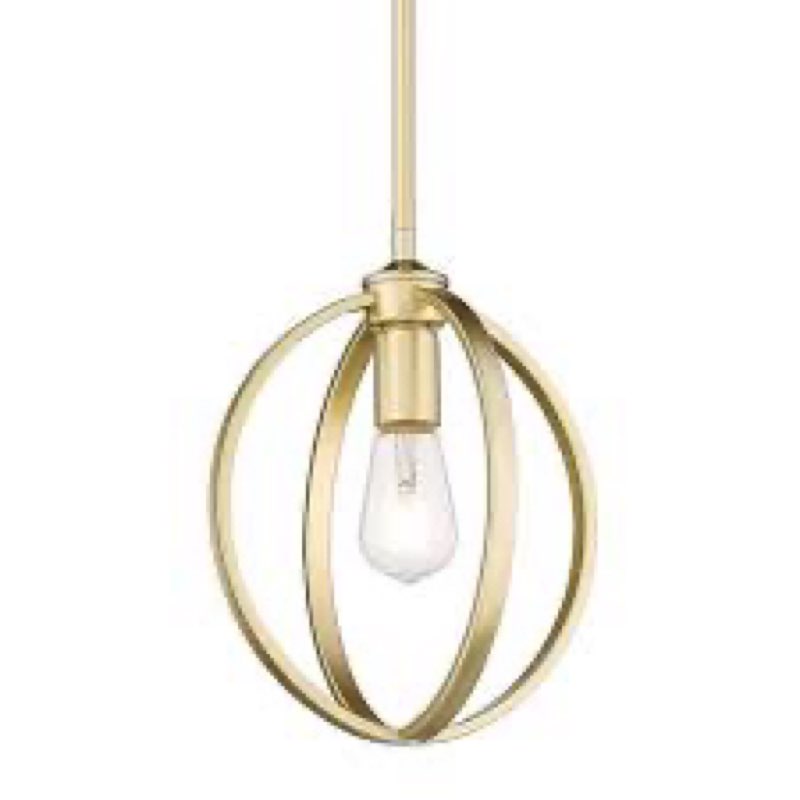 Muted Gold Circular Chandelier, 3-Light Modern Farmhouse Pendant Light, 15.5"D X 18"H