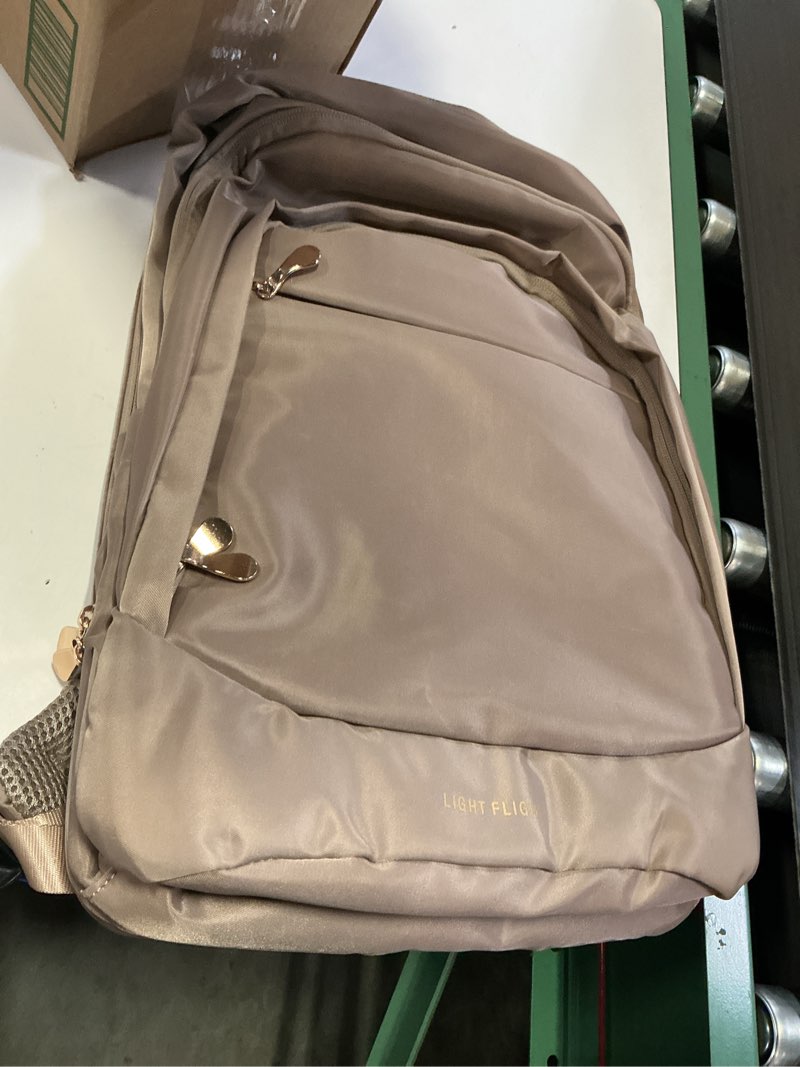Condition photo showing Good Condition for light flight travel laptop backpack women, 15.6 inch laptop backpack with usb charging hole, water resistant college bookbag, black computer backpacks for work, champagne 15.6 inch without wheels champagne