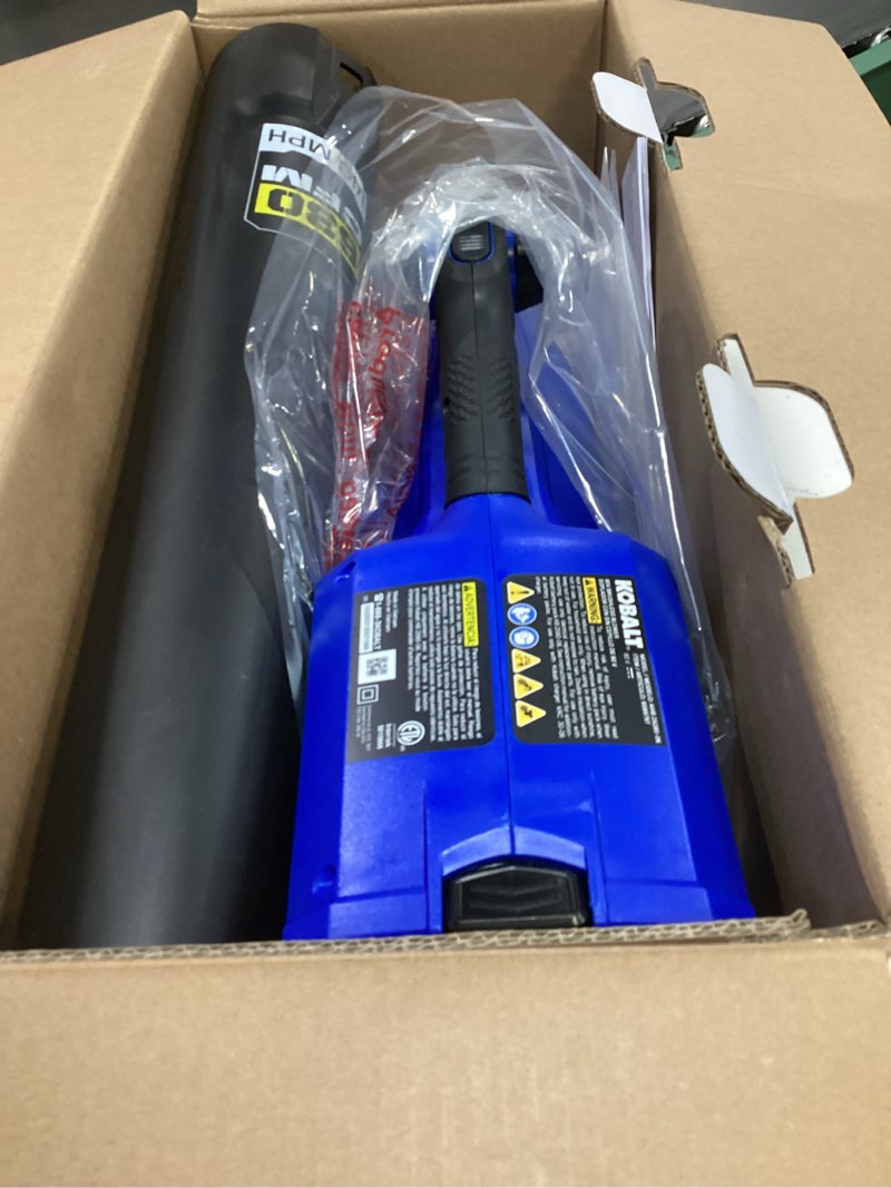 Condition photo showing Good Condition for kobalt 80-volt 630-cfm 140-mph battery handheld leaf blower 2.5 ah battery included charger included