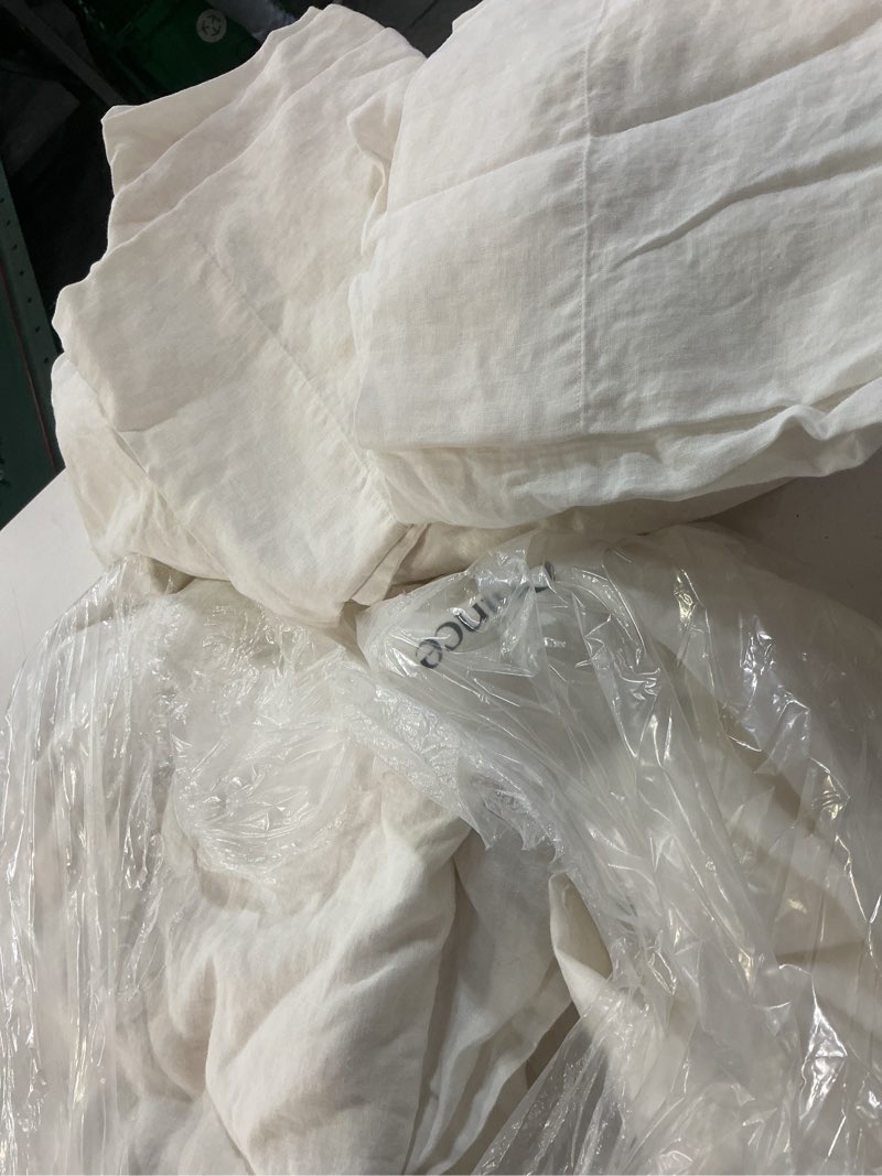 Condition photo showing Good Condition for european linen sheet set, king, ivory