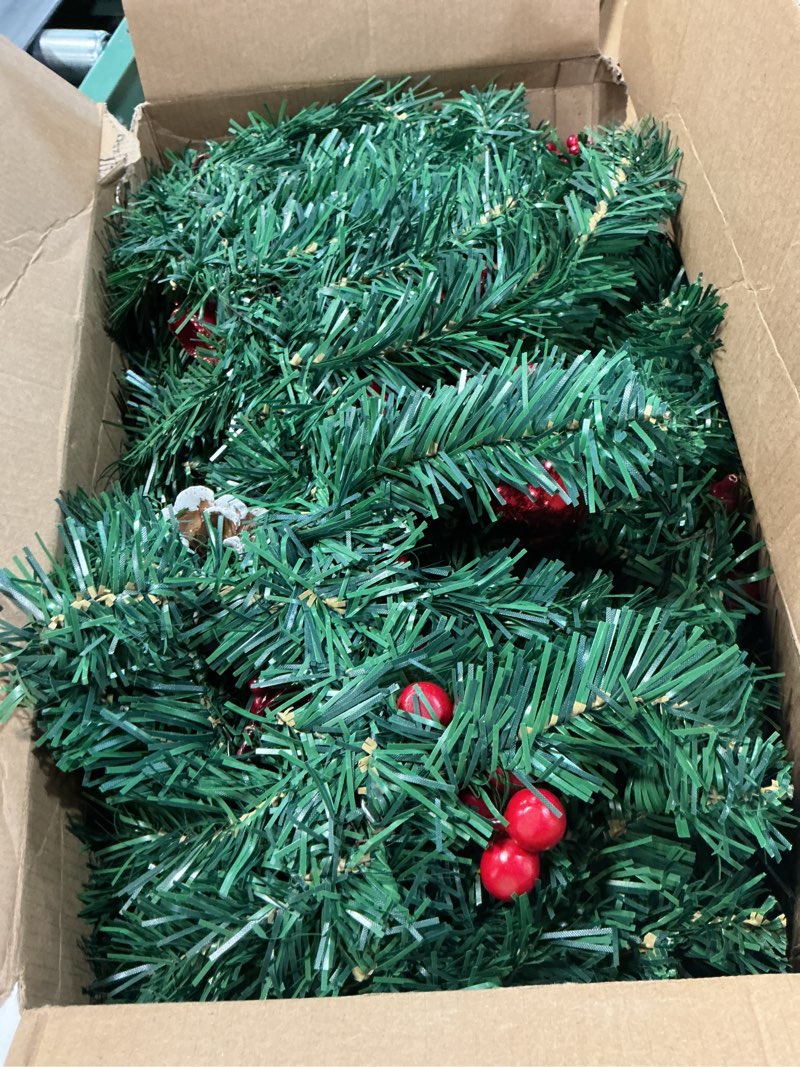 Condition photo showing Good Condition for FUNPENY 9 FT Artificial Christmas Garland, Pre-Lit 50 LED Battery Operated Lighted Xmas Garland with 8 Modes for Indoor Holiday Door Home Decorations (Red)
