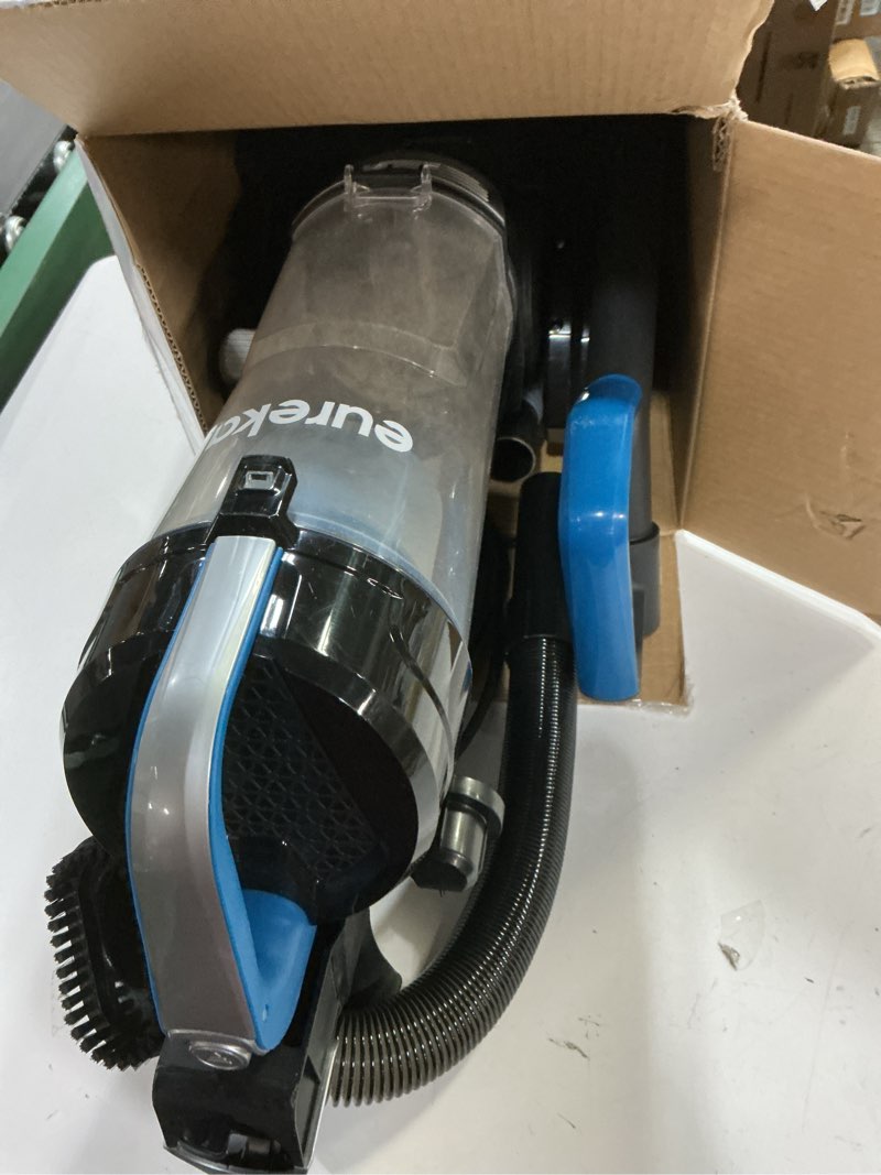 Condition photo showing As Is for eureka airspeed ultra-lightweight compact bagless upright vacuum cleaner, replacement filter, blue