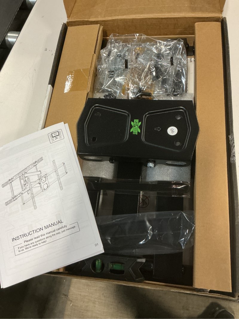 Condition photo showing New/Like New for usx mount full motion tv wall mount 42"-84" tvs, fits 16" 18" or 24" studs, heavy duty tv mounts bracket with dual articulating arms tilt swivel extension max vesa 600x400mm, weight capacity 110lbs 42-84 inch with extended wall panels