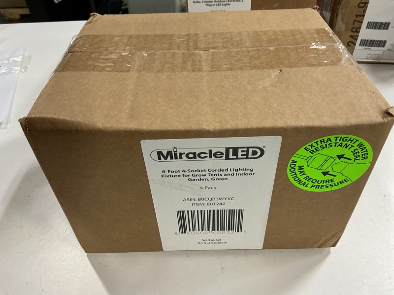 Condition photo showing New/Like New for Miracle LED 6-Foot 4-Socket Corded Lighting Fixture for Grow Tents and Indoor Garden, Green (4-Pack)