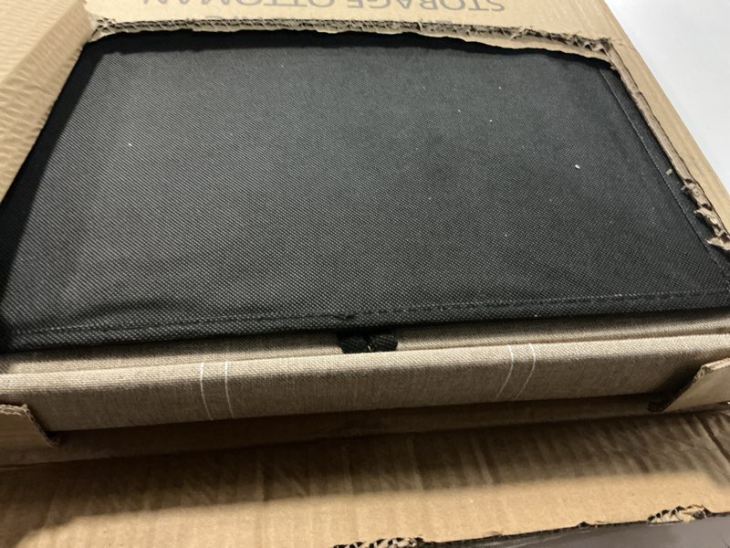 Condition photo showing Good Condition for youdenova 30 inches folding storage ottoman, ottoman with footrest seat support 350lbs, storage bench for living room bedroom, linen fabric beige beige 15"d x 30"w x 15"h