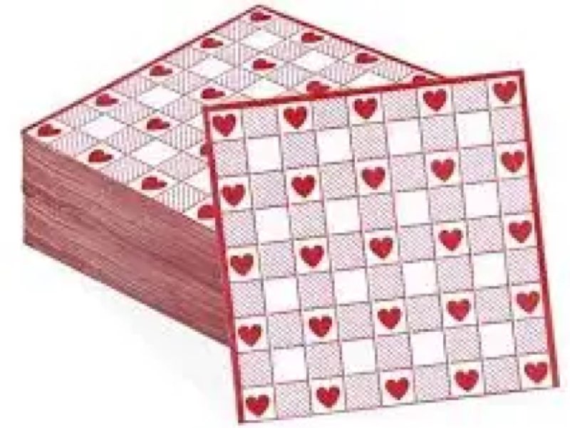 100 Pcs Valentines Day Paper Cocktail Napkins 3 Ply Red White Checkered and Heart Disposable Absorbe