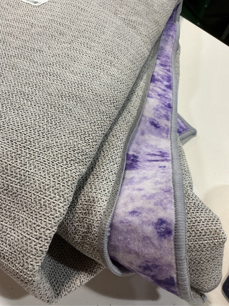 Condition photo showing As Is for washable area rugs 5'x7' non-slip modern abstract soft for living room entryway bedroom nursery, print pattern, purple gray pink white purple/gray/pink/white 5' x 7' (rectangular)
