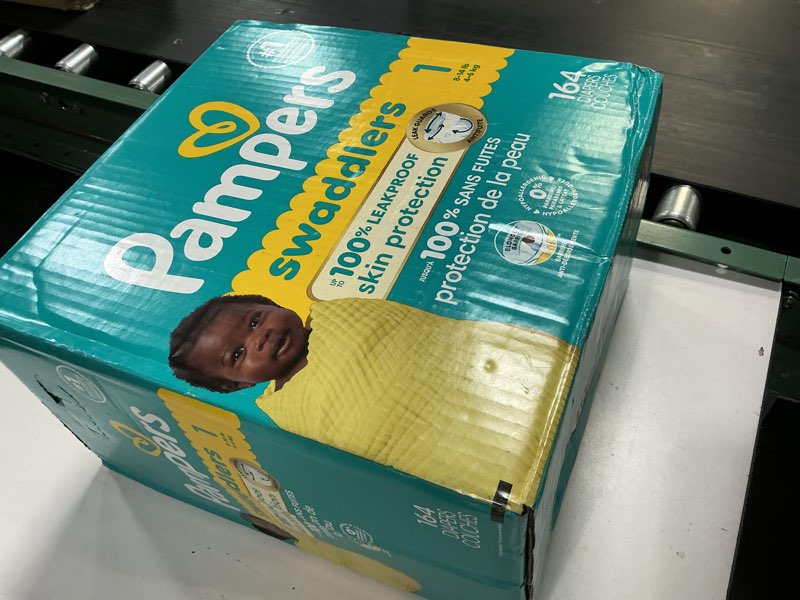 Condition photo showing New/Like New for Pampers Swaddlers Diapers, Size 1 (8-14 lbs), 164 Count, Absorbent, Keeps Baby Dry and Comfortable, Skin Safe Disposable Baby Diaper Size 1 164