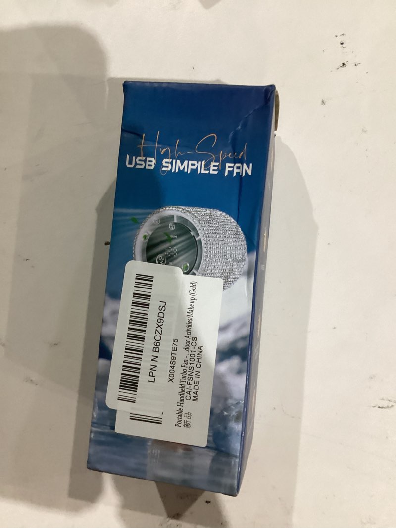Condition photo showing New/Like New for portable handheld turbo fan - fashion full diamond 1800mah usb rechargeable personal battery operated mini small pocket mini fan for travel/outdoor/vacation/beach/outdoor activities (gold)