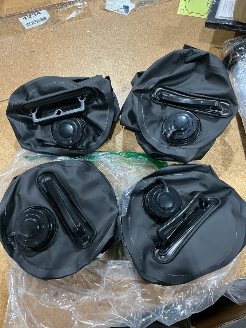 Condition photo showing Good Condition for fruiteam canopy water weight bag,  water tent weights set of 4, weights for tent legs, portable 4 pack weight bags for gazebo, patio umbrella, pop up canopy, carport,  black 220lbs-4pcs-black unknown size