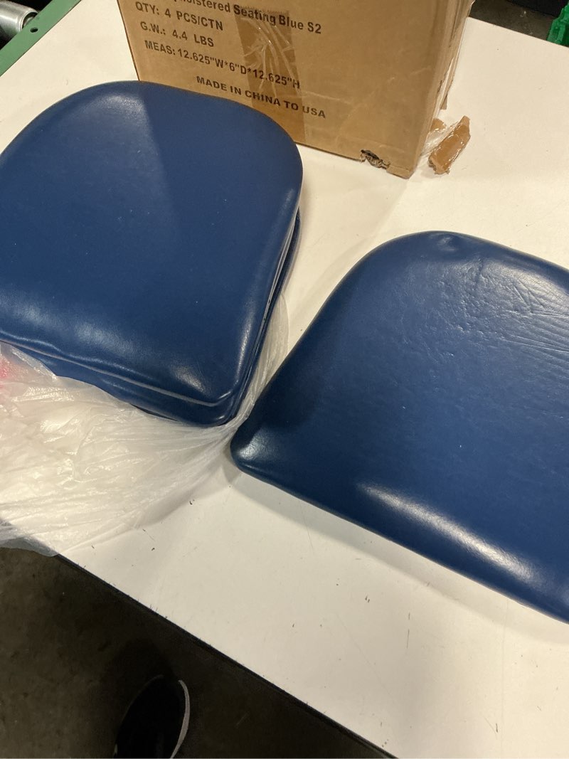 Condition photo showing New/Like New for blue vinyl replacement seats 12”x12” 