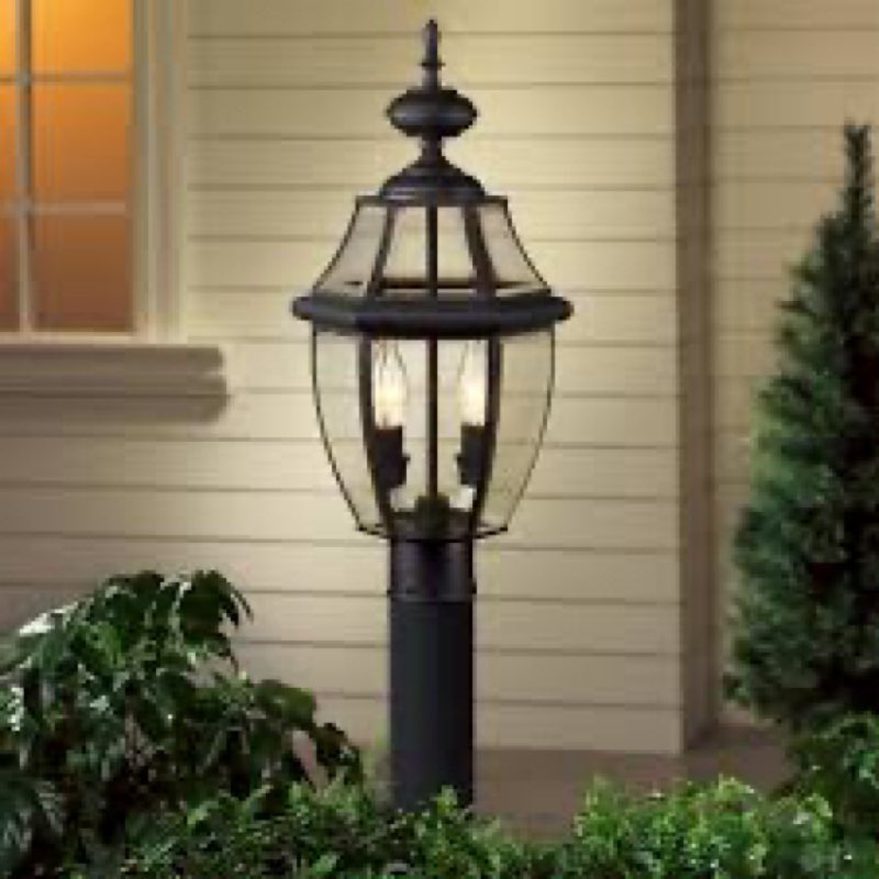 Allen + roth outdoor post lantern 8.50 in x 8.50 in x 19.30 in