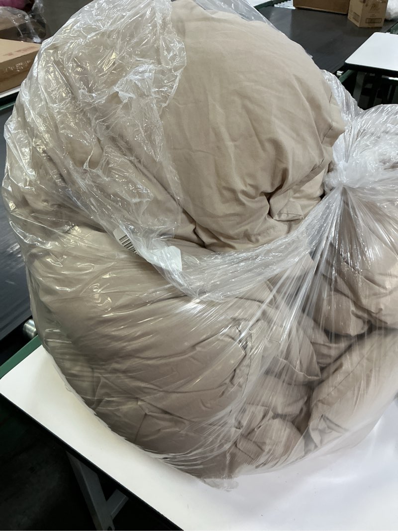 Condition photo showing As Is for cotton pintuck comforter, king/cal king, toffee